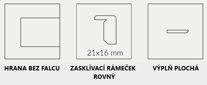 BEZFALCOVÉ DVEŘE - Hrana bez falcu, rámeček rovný, výplň plochá