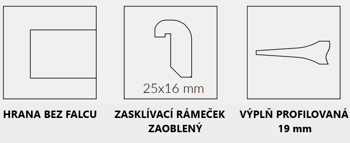 POSUVNÉ DVEŘE - Hrana bez falcu, rámeček zaoblený, výplň profilovaná