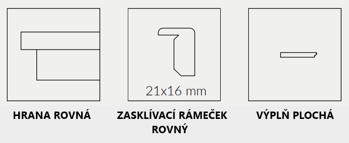 FALCOVÉ DVEŘE - Hrana rovná, rámeček rovný, výplň plochá